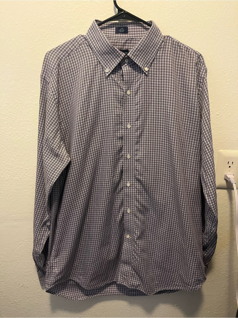 Peter Millar Men’s 100% Cotton Purple and White Check Button-Down Shirt